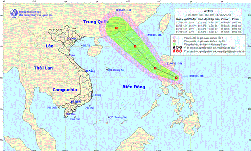 Áp thấp nhiệt đới giật cấp 8 xuất hiện gần biển Đông