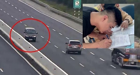 Phạt 17 triệu đồng, tước GPLX tài xế chạy ngược chiều trên cao tốc 