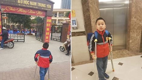 Ngày đầu trở lại trường của học sinh vụ gãy chân ở Trường Nam Trung Yên