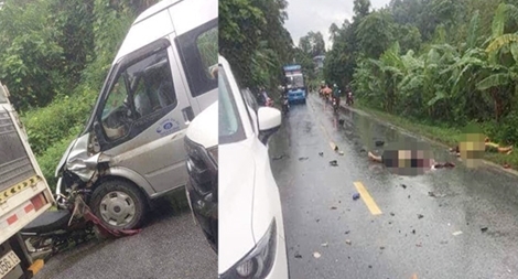 Va chạm cực mạnh với ô tô, hai người đi xe máy tử vong thương tâm