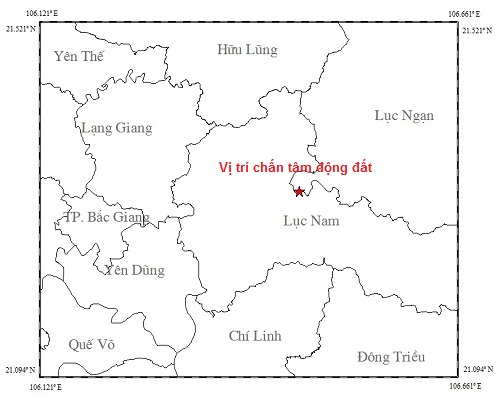 Động đất 3,2 độ richter tại Bắc Giang 