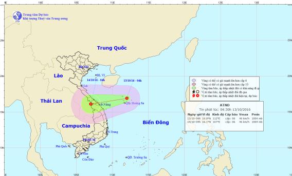 Áp thấp nhiệt đới giật cấp 8, nhằm thẳng các tỉnh Trung Trung Bộ 