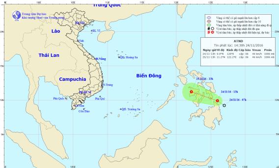 Xuất hiện áp thấp nhiệt đới gần biển Đông 