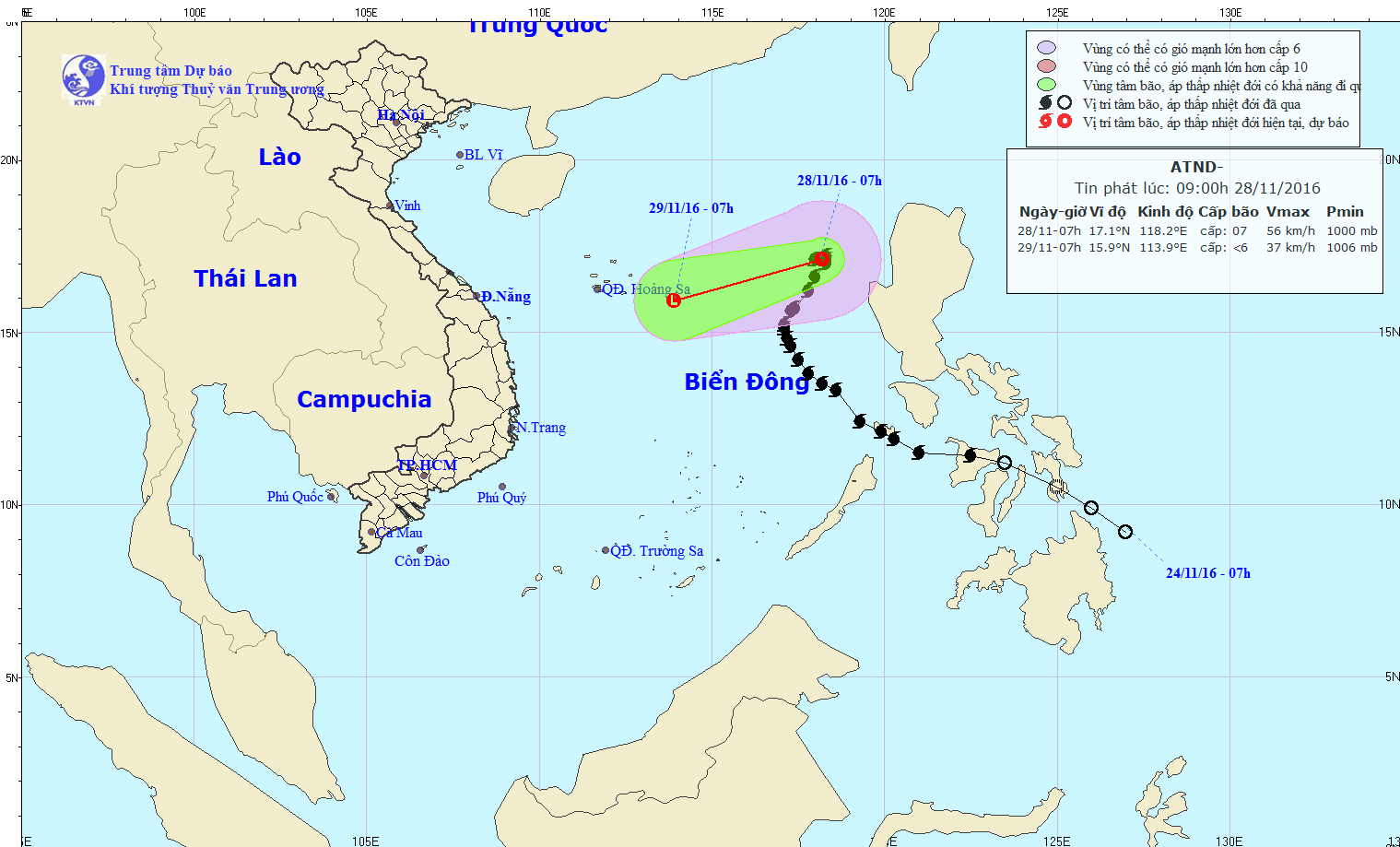 Bão số 9 đã suy yếu thành áp thấp nhiệt đới 