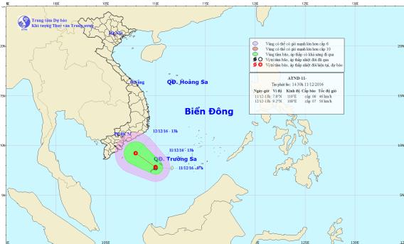 Vùng áp thấp đã mạnh lên thành áp thấp nhiệt đới, Nam Bộ mưa lớn 