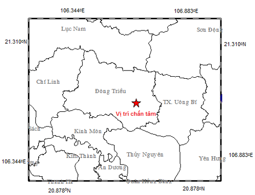 Động đất 2,5 độ richter tại Quảng Ninh 