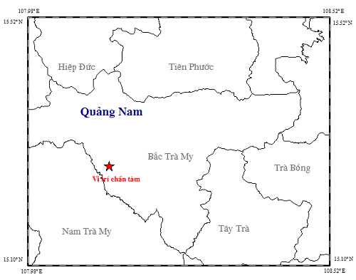 Động đất 2,8 độ richter tại huyện Bắc Trà My - Quảng Nam 