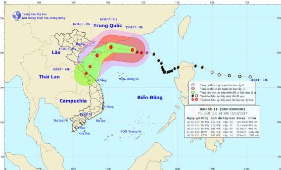 Bão số 11 áp sát Bạch Long Vĩ với sức gió giật cấp 16 