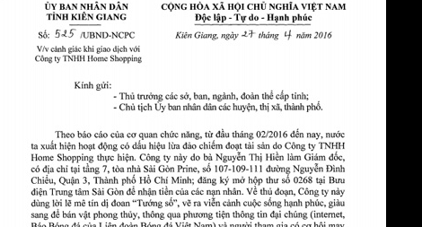 Đính chính bài: “Đề nghị cảnh giác khi giao dịch với Công ty Home Shopping”