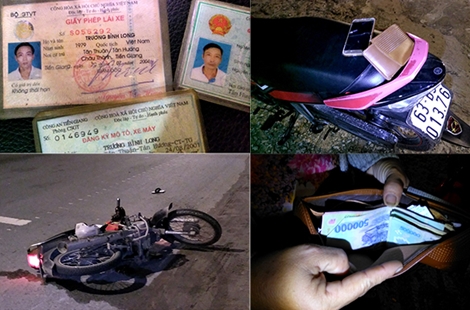 Nghe tiếng chó sủa, phát hiện người đàn ông và chiếc xe máy nằm trên QL 1A