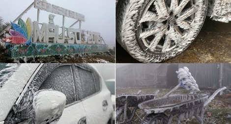 Ô tô, xe máy “đóng băng” trên đỉnh Mẫu Sơn