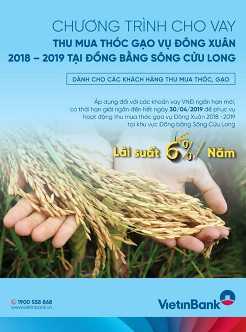 VietinBank cho vay thu mua thóc gạo với lãi suất ưu đãi 6%