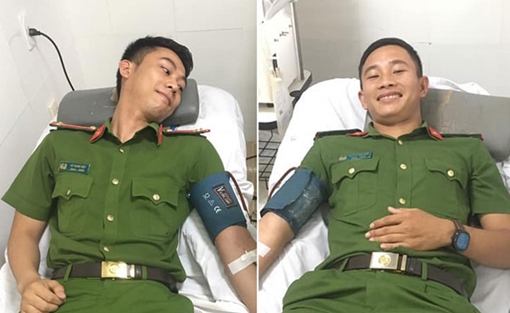 Hai Trung úy Công an kịp thời hiến máu cứu sống bệnh nhân