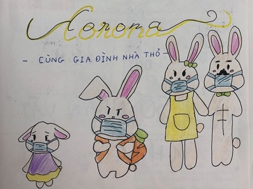 20 mẫu vẽ gia đình thỏ dễ thương