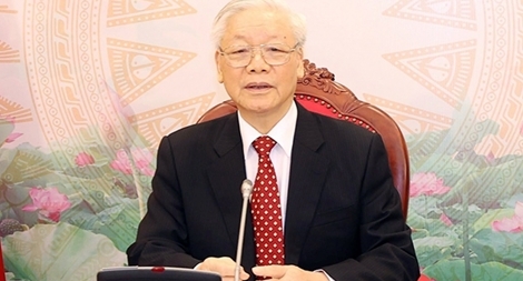 Tổng Bí thư, Chủ tịch nước Nguyễn Phú Trọng điện đàm với Tổng Bí thư Lào Thoong-lun Xỉ-xu-lít