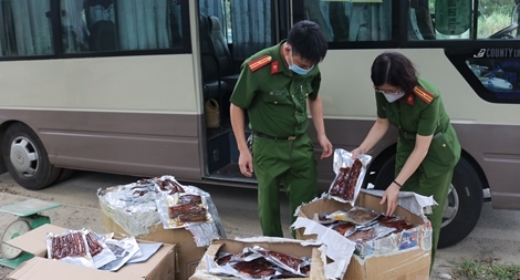 Hơn 2 tạ thực phẩm không hóa đơn được vận chuyển trên xe khách