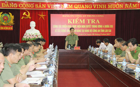 Đảng ủy Công an TƯ kiểm tra thực hiện NQ Trung ương 4 tại Công an tỉnh Lào Cai