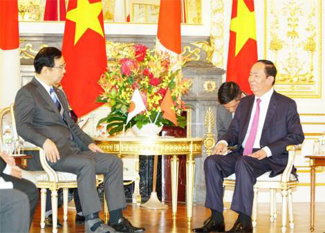 Chủ tịch nước Trần Đại Quang tiếp Chủ tịch Đảng cộng sản Nhật Bản Kazuo Shii
