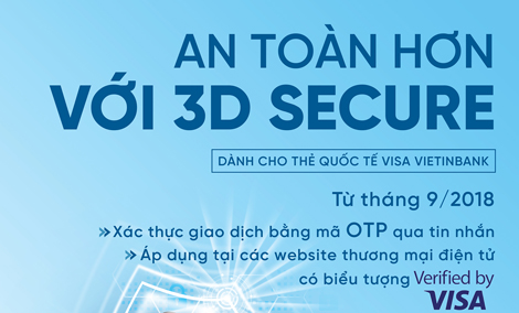 VietinBank bảo mật tối ưu thẻ Visa bằng chức năng 3D Secure