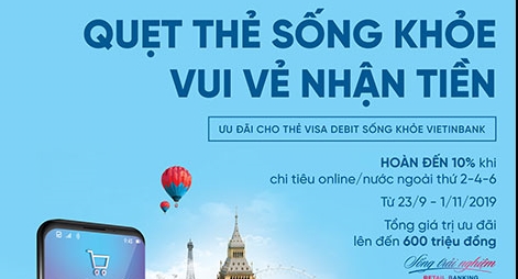 Hoàn đến 500.000 VND khi chi tiêu bằng thẻ Visa debit Sống khỏe