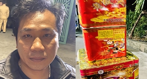 Xe container  rơ moóc "kéo" thêm 12kg pháo dàn về sử dụng Tết