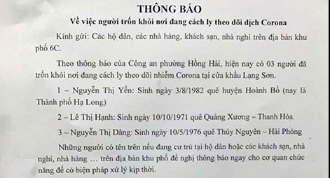 Tìm được tung tích người phụ nữ “bỏ trốn” khỏi khu vực cách ly