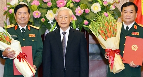 Tổng Bí thư, Chủ tịch nước Nguyễn Phú Trọng trao quyết định thăng quân hàm 2 Thượng tướng
