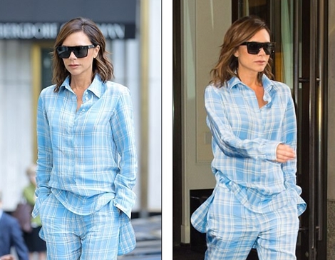 Bà xã Beckham diện nguyên bộ pyjama xuống phố