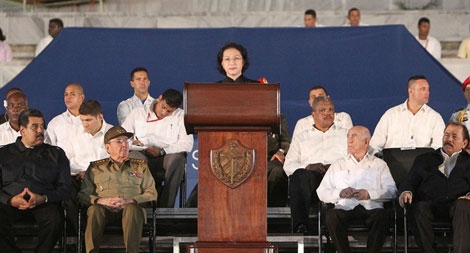 Chủ tịch Quốc hội Nguyễn Thị Kim Ngân phát biểu tại lễ tưởng niệm lãnh tụ Cuba Fidel Castro