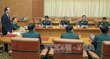 Chủ tịch nước làm việc với lãnh đạo Bộ Quốc phòng