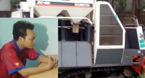 Thuê xe cứu hộ chở máy gặt lúa ăn trộm