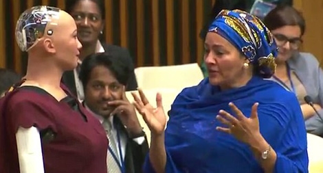 Nữ robot thuyết trình tại Đại Hội đồng Liên hiệp quốc