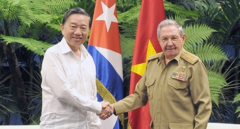 Chủ tịch Cuba Raúl Castro tiếp Bộ trưởng Tô Lâm