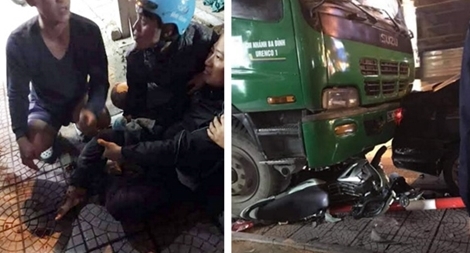 Chờ đèn đỏ, 2 thanh niên bị xe chở rác tông trọng thương