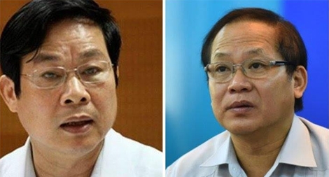 Hai ông Nguyễn Bắc Son và Trương Minh Tuấn hầu toà ngày 16-12