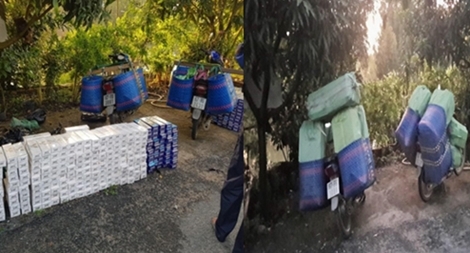 Tạm giữ 4 xe mô tô vận chuyển 16.000 bao thuốc lá lậu