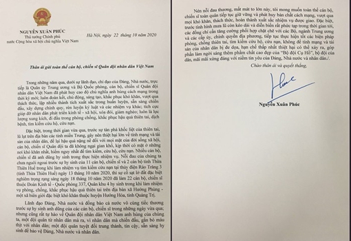 Thủ tướng gửi thư tới toàn thể cán bộ, chiến sĩ Quân đội nhân dân Việt Nam