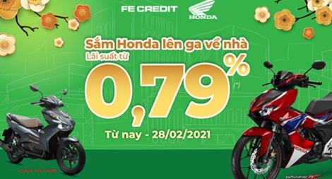 Sắm Honda lên ga về nhà với lãi suất từ 0,79%