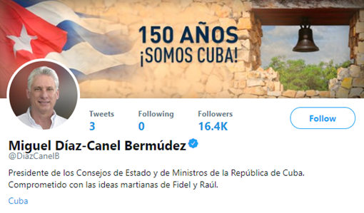 Chủ tịch Cuba "khai trương" trang Twitter cá nhân