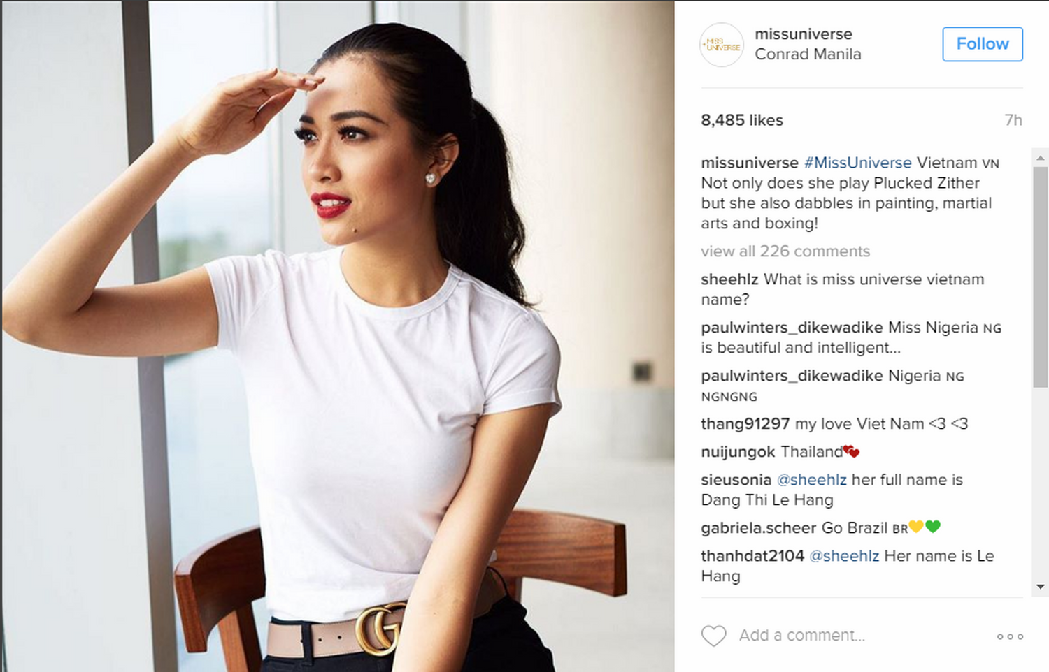 Á hậu Lệ Hằng được yêu thích tại Miss Universe 2016