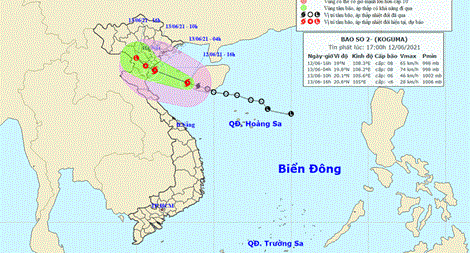 Kêu gọi các tàu, thuyền nhanh chóng ra khỏi khu vực nguy hiểm của bão số 2