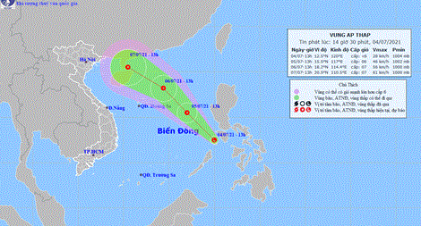 Nhiều khả năng xuất hiện áp thấp nhiệt đới trên Biển Đông