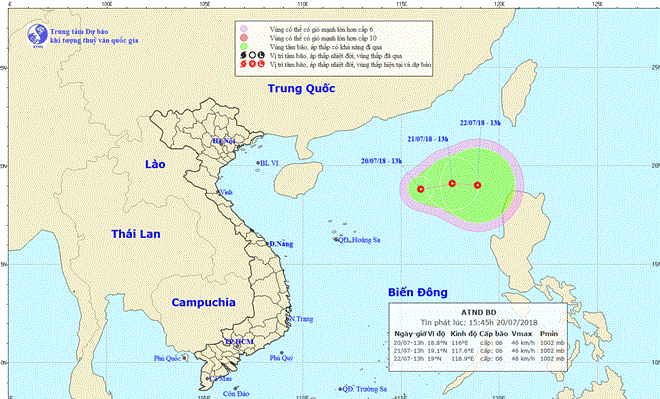Áp thấp nhiệt đới mới hình thành trên biển Đông