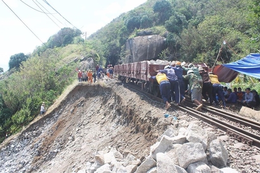 Đường sắt qua đèo Cả đã thông tuyến sau 10 ngày ách tắc do bão lũ