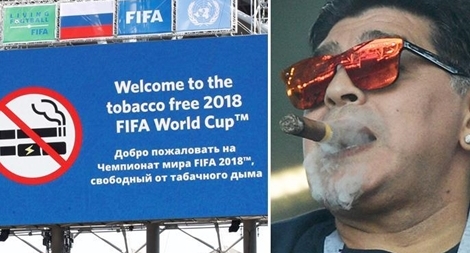 Diego Maradona "nhả khói" trên sân vận động Nga