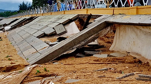 Bờ kè đầu tư hơn chục tỷ đồng, chưa bàn giao đã bị hỏng