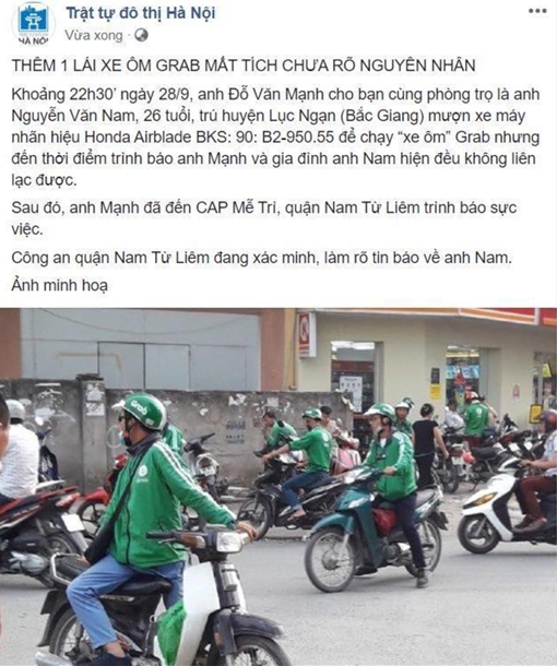 Sự thật về tin một tài xế công nghệ bị mất tích