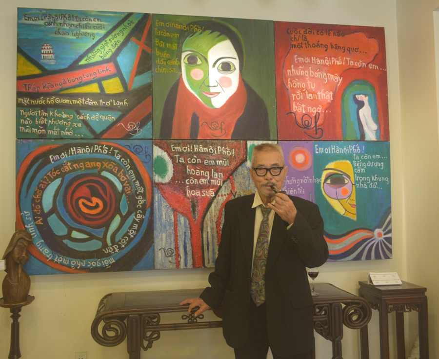 Nhà thơ Phan Vũ tự sự qua loạt tranh “Em ơi, Hà Nội phố”