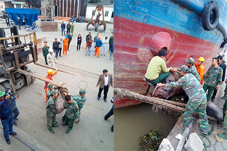 Quả bom nặng 1 tạ mắc vào neo tàu ở Hải Phòng