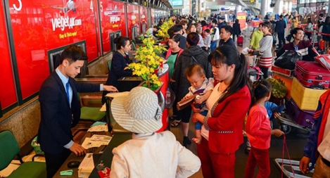 Vietjet nỗ lực tăng tỉ lệ chuyến bay đúng giờ dịp cao điểm Tết